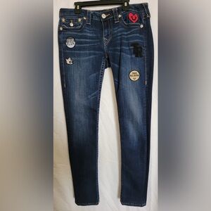 True Religion Logo Patchwork Skinny Jeans